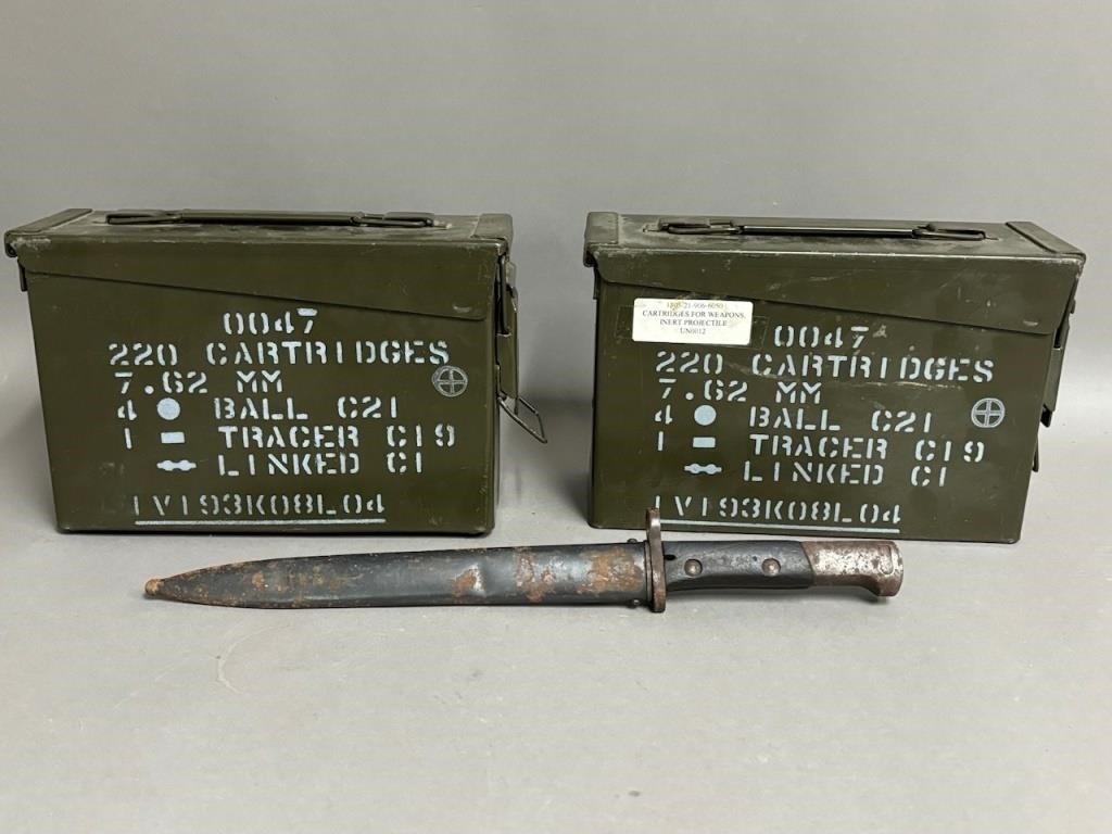 Pair of 220 Ammo/Cartridges Cases w/ Bayonnet