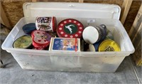 Long Tub Full of Decorative Tins