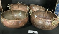 Engraved Copper/Brass Hanging Pots, Cauldron.