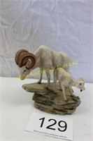 The Ram Big Horn Sheep & Lamb Figurine - Homco