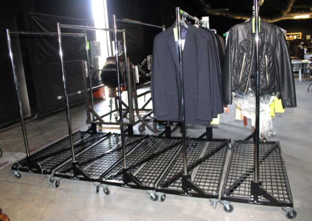 (5) Z Clothing Racks on Casters, No Contents