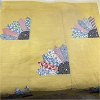 Vintage Handmade Fan Flour Sack Quilt 70x84