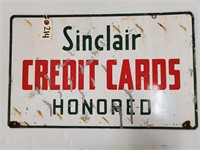 DoubleSided Porcelain "Sinclair Credit Cards" Sign