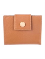 Bvlgari Brown Leather Gold-tone Compact Wallet