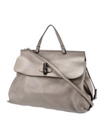 Gucci Grey Leather Bamboo Accent Top Handle Bag