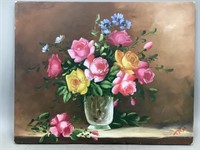 Floral Arrangement Oil on Canvas Painting