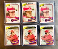 1980 Topps Baseball Cards Pete Rose High Grade