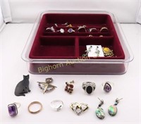 Jewelry Assortment: Rings, Brooch Pins, Pendants,
