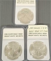 3 - 1986 U.S. silver eagle 1 oz. coins