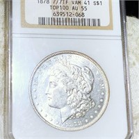 1878 7/8TF Morgan Silver Dollar NGC - AU55 VAM-41