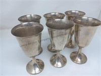 Six goblets Marked Sterling average weight 144 G