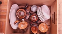 Box of partial set of Dragonware (teapot lid