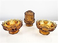 Amber Glass Fenton Candle Bowls with Indiana Glass
