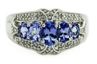$439 Genuine Tanzanite & Diamond Anniversary Ring