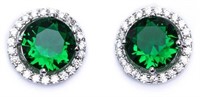 Round 4.00 ct Emerald Solitaire Earrings