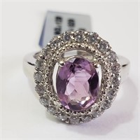 $280 Silver Amethyst(3.5ct) CZ Ring