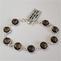 $440 Silver Smokey Quartz(19.8ct) Bracelet