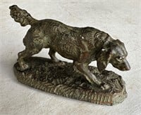 Metal Signed Pointer Retriever Dog Statue Figurine