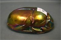 Art Glass Gold iridised Scarab Paperweight