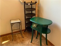 Round Tiered Wooden Stand Green Table+