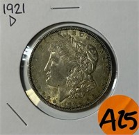 S - 1921-D MORGAN SILVER DOLLAR (A25)