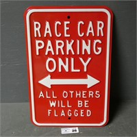 Heavy Metal Race Car Parking Only Sign