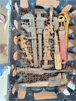 lot of vintage pipe wrenches