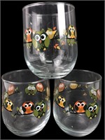 Owl Drinking Glasses 4.25"