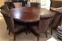 New 72" HIGH END Round Dining Table w/ 6 Chairs