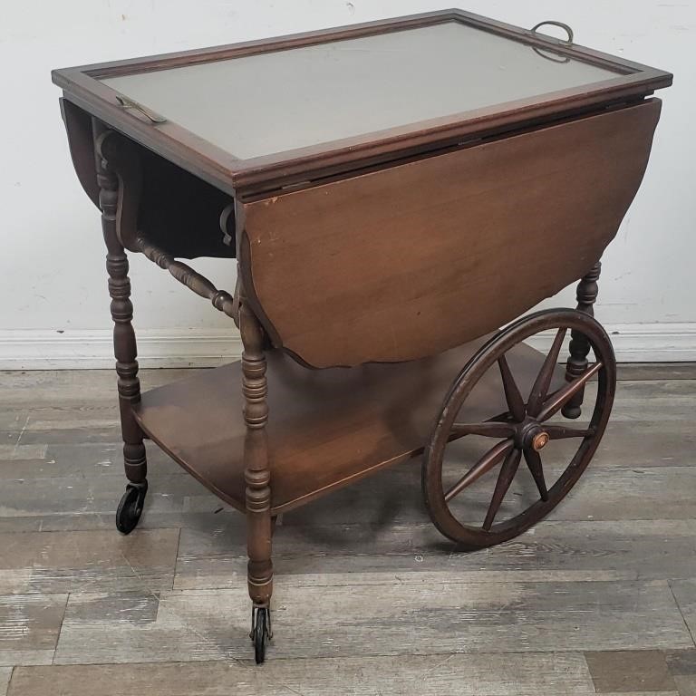 Vintage drop leaf tea cart w/ removable tray