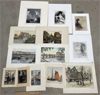 Artist Signed Etchings & Engravings Portfolio Lot