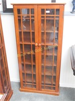 Oak Glass Door CD Storage Cabinet