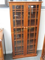 Oak Glass Door CD Storage Cabinet