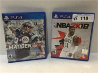 (2) PS4 Games NBA 2K18, Madden17