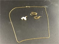 14kt Gold chain 10" long with an ivory heart penda