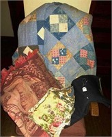 Vintage Quilt, Throw, Denim Material & Others