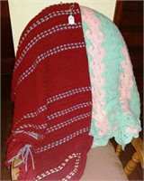 (2) Large Hand-Crocheted Afghans