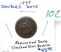 1898 Indian Head Cent Mint Error