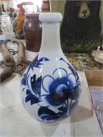 BLUE DECORATED  POTTERY VASE