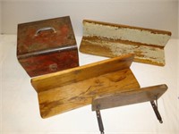 Rustic Wood Shelves, Metal Box