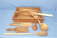 Assortment of Vintage Wooden Cooking Utensils