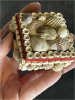 Tiny Folk Art Box Shells and Little Bones