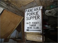 Vintage Tabor Club Pancake Porkie Supper Sign 44"