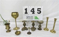 Lot of Brass Decorative Pieces & Candle Holders