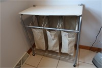 Laundry Table w/Bins on Wheels-32x16x33"