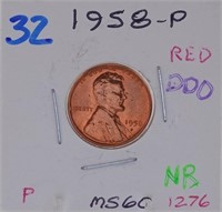 1958-P Wheat Cent Red