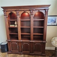NICE Solid Wood 2 Pc Lighted Book Case Hutch