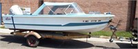 1965 Fiberglass Larson 16' Boat  Motor & Trailer