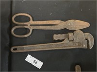 Vintage Pipe Wrench And Cutters