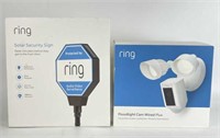 Ring Floodlight Cam and Solar Security Sign